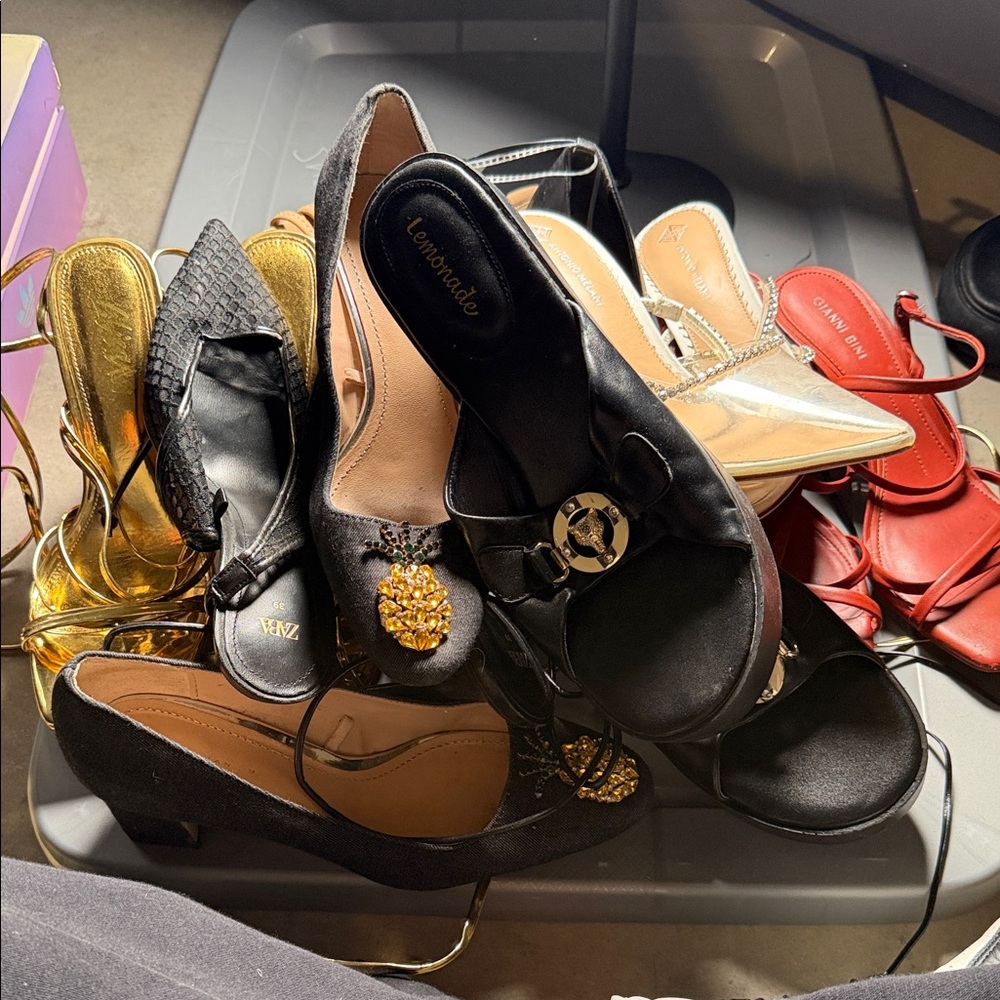 Zara Black and Gold Women's Heels